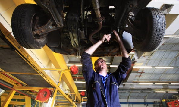 Mechanic repairing a car