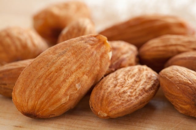 close up view of almonds