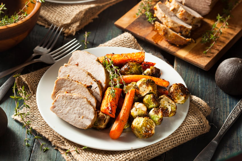 Pork Tenderloin with carrots and Brussels sprouts