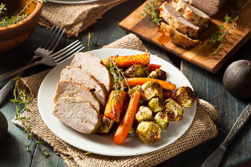 Pork Tenderloin with carrots and Brussels sprouts