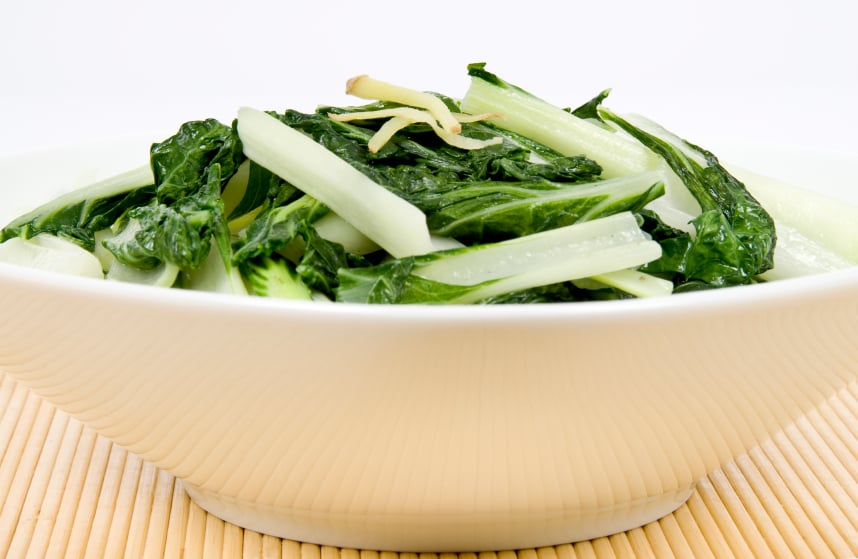 cooked bok choy in bowl