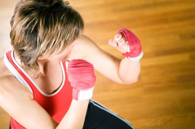 Woman learning self-defense