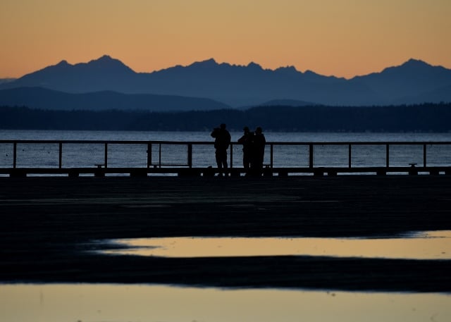 The Olympic Mountains seen from the Seattle waterfront