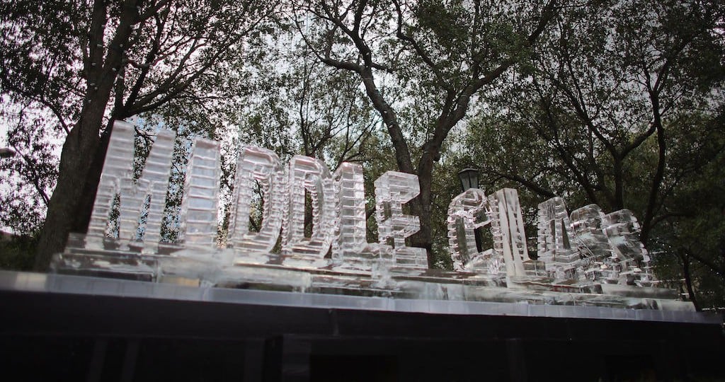 An ice sculpture reading Middle Class is displayed as people gather to protest before the beginning of the Republican National Convention on August 26, 2012 in Tampa, Florida. The convention starts the week of August 27th. (Photo by Joe Raedle/Getty Images)