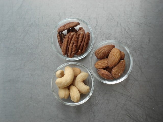 Cashews, almonds, pecans