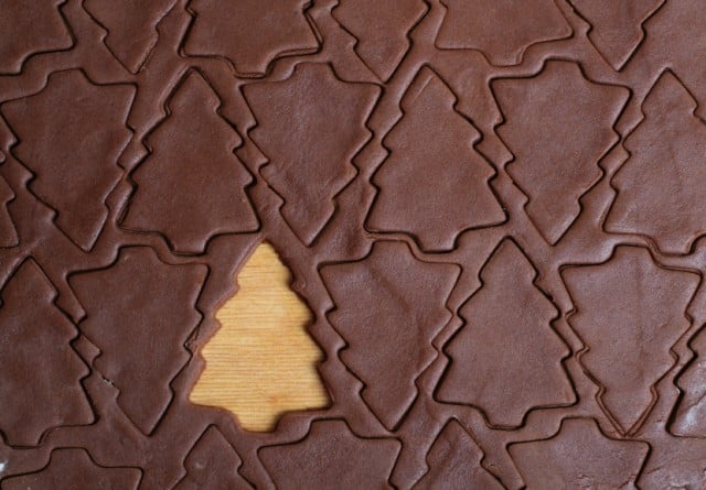 Christmas tree cookie cutter, dough