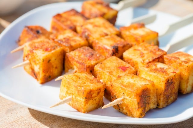 Paneer, cheese, skewer, appetizer