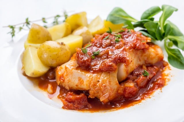 cod with tomatoes and potatoes