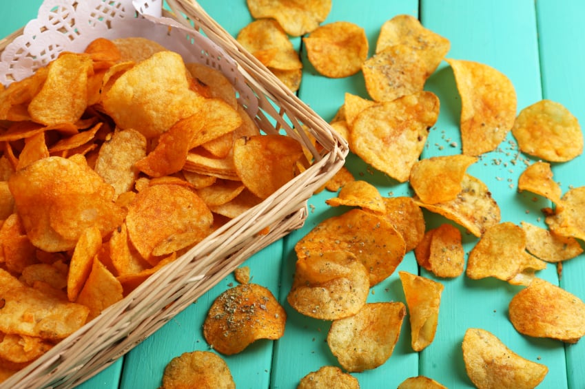 Homemade barbecue potato chips