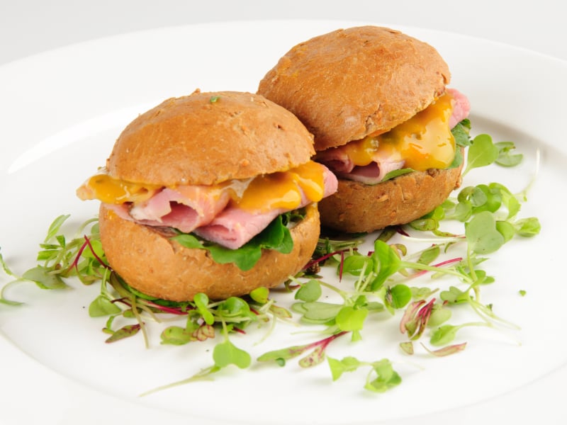 Rye Roll sandwiches, ham, cheese