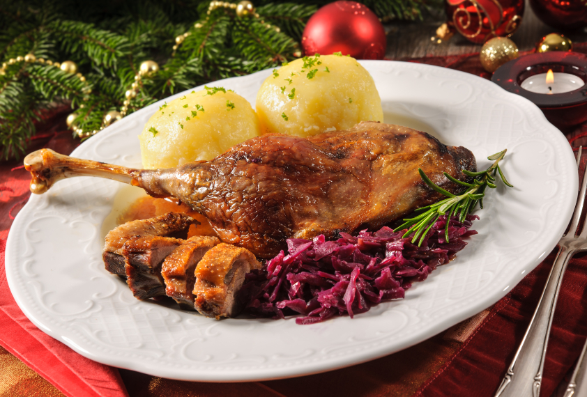 Christmas goose, roast, cabbage