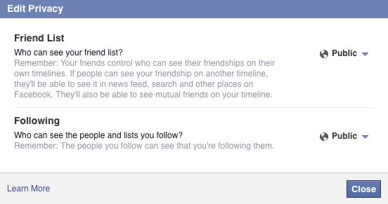 Edit Privacy of Facebook Friends List
