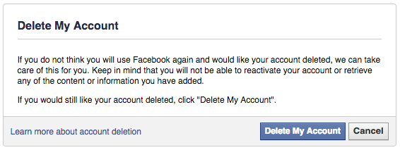 Steps to delete your Facebook account