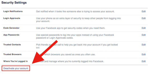 Steps to deactivate your Facebook account