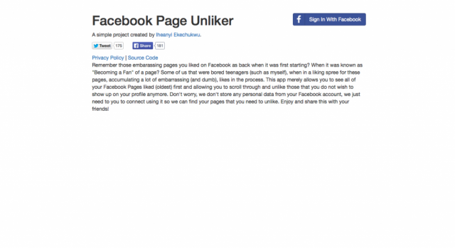 Facebook Page Unliker