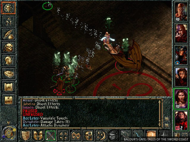 A screenshot from the classic computer role-playing game Baldur's Gate.
