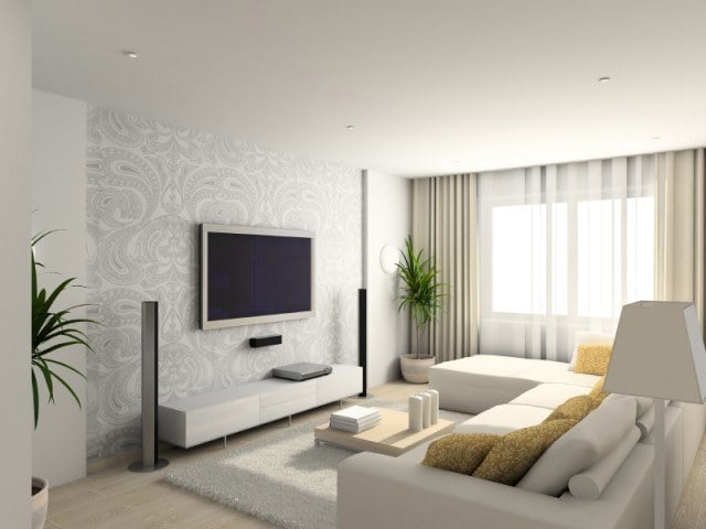 living-room with the modern furniture
