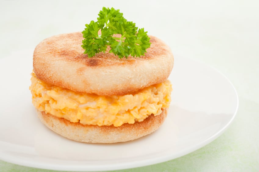 Scrambled Egg and Toasted English Muffin Sandwich