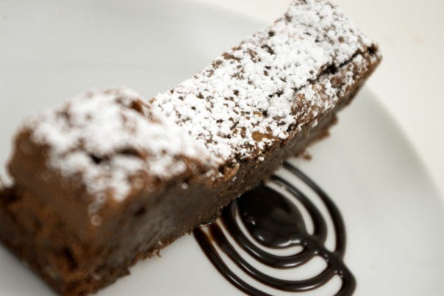 Chocolate Brownie Cake, powdered sugar