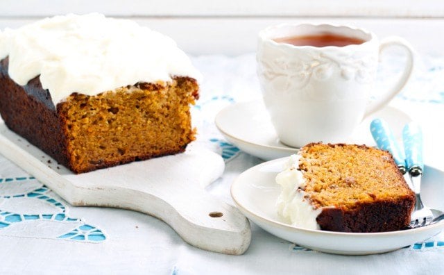 Carrot cake loaf quick bread, frosting