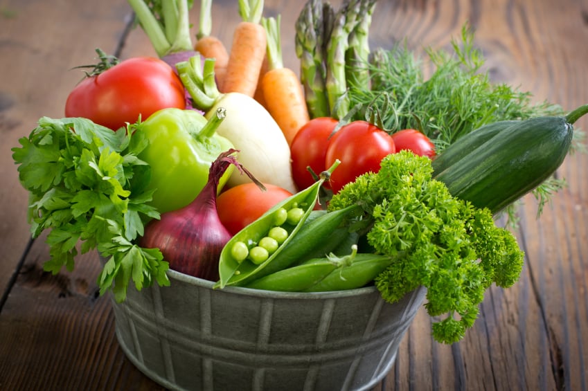 bucket of vegetables