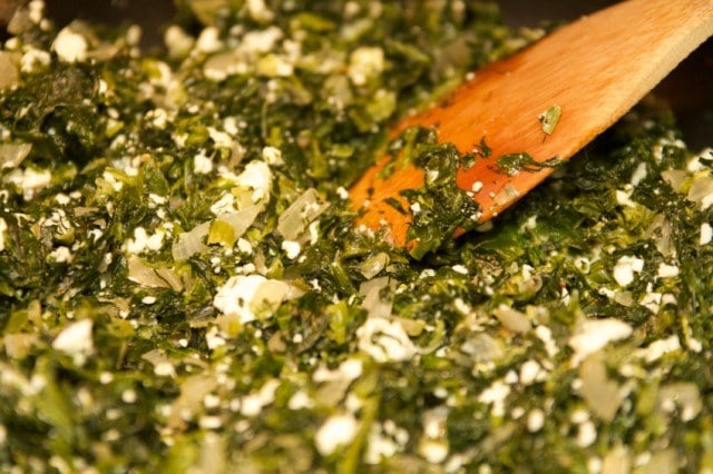 Sautéing, cooking, spinach