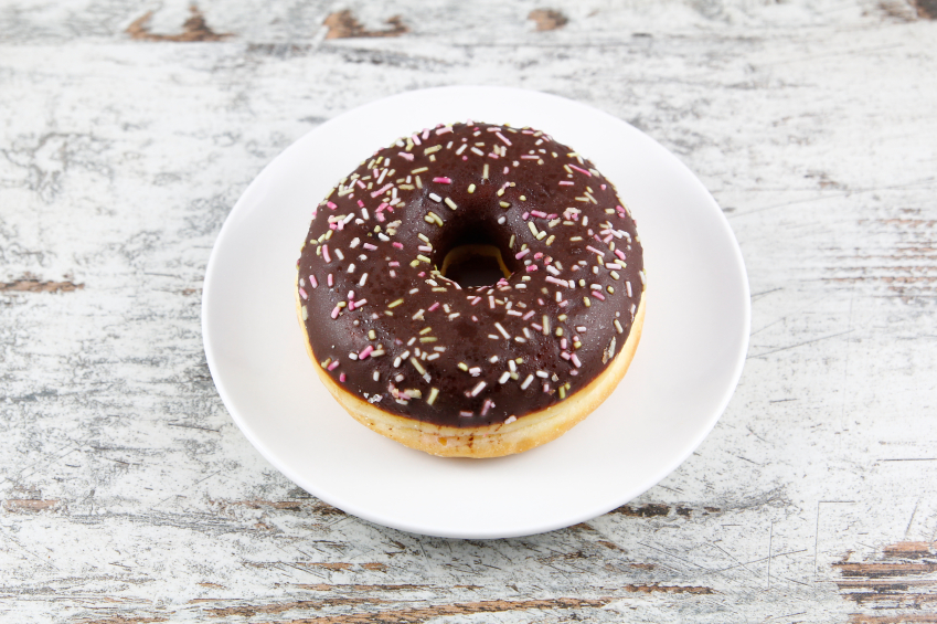 Chocolate cake doughnut, sprinkles