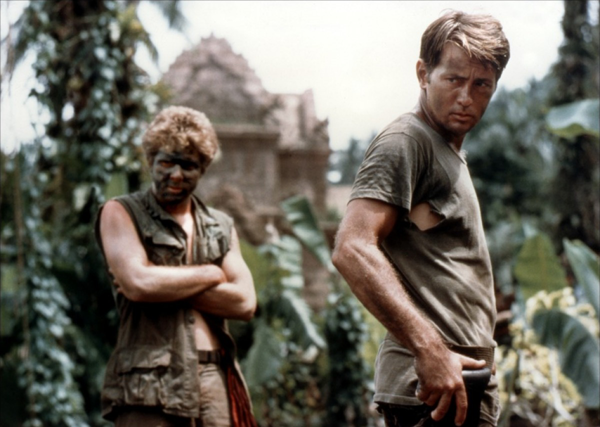 Martin Sheen wearing camouflage clothing in 'Apocalypse Now'.