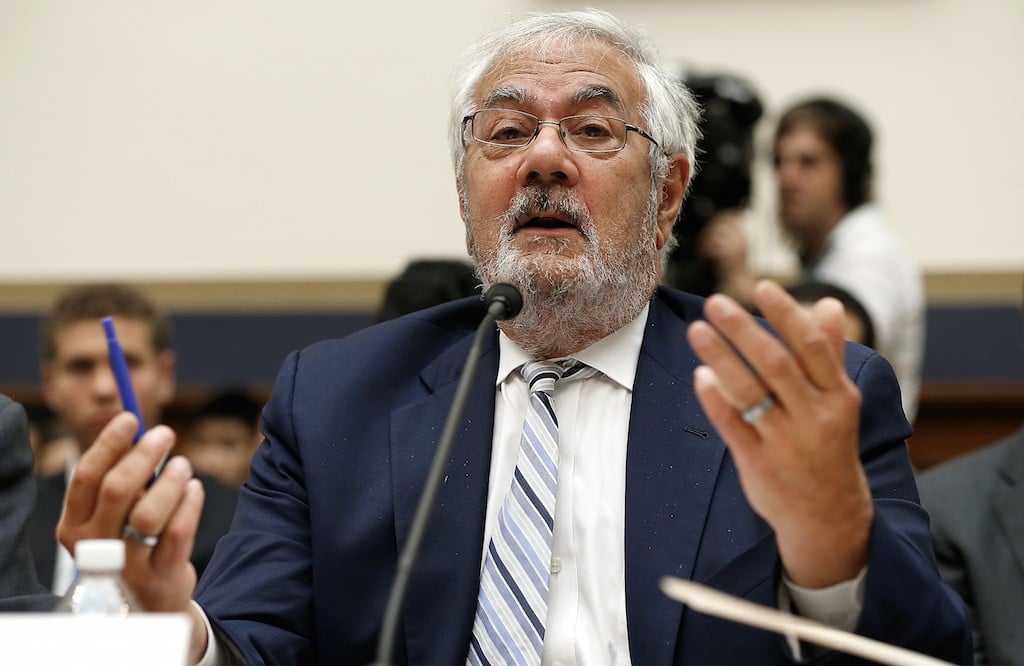 Former House Financial Services Committee chairman Barney Frank (D-MA) testifies before the House Financial Services Committee July 23, 2014 on Capitol Hill in Washington, DC. Frank testified during the committee's hearing on 'Assessing the Impact of the Dodd-Frank Act Four Years Later.' (Photo by Win McNamee/Getty Images)