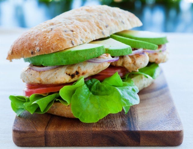 chicken sandwich with vegetables