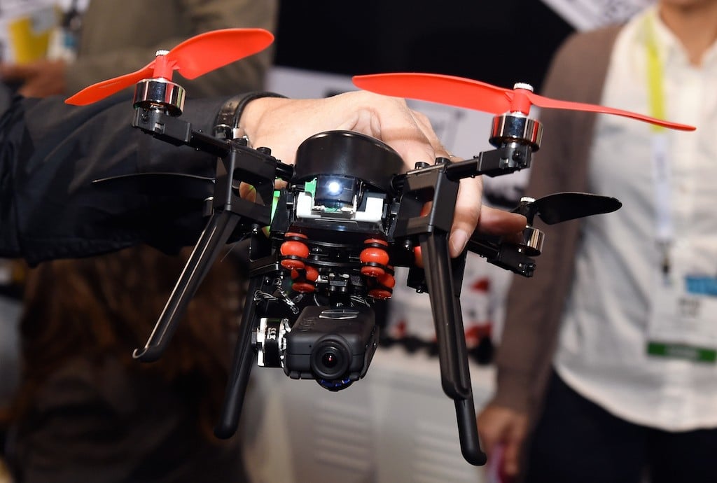 An RC EYE One Xtreme drone from RC Logger is displayed at the 2015 International CES at the Las Vegas Convention Center on January 8, 2015 in Las Vegas, Nevada. CES, the world's largest annual consumer technology trade show, runs through January 9 and is expected to feature 3,600 exhibitors showing off their latest products and services to about 150,000 attendees. (Photo by Ethan Miller/Getty Images