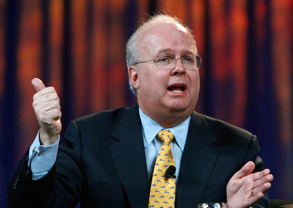 Karl Rove, former Deputy Chief of Staff and Senior Advisor to U.S. President George W. Bush, speaks during a panel discussion at the 2008 Mortgage Bankers Association Conference and Expo October 21, 2008 in San Francisco, California. The annual Mortgage Bankers conference runs through October 22. (Photo by Justin Sullivan/Getty Images)