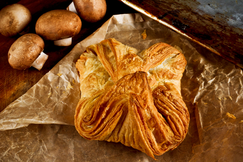 Mushroom pie, puff pastry