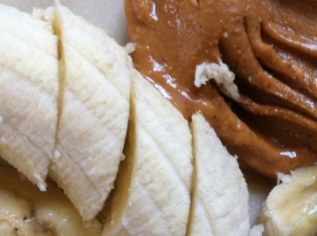 peanut butter, almond butter, sliced banana