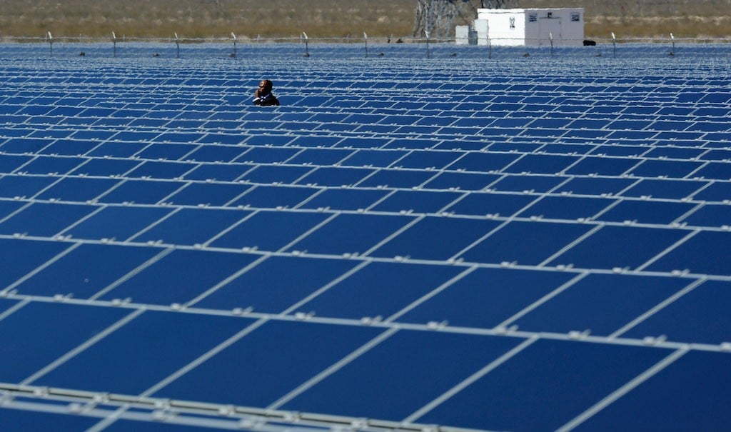 A Secret Service agent is seen at Sempra U.S. Gas & Power's Copper Mountain Solar 1 facility bfeore a speech by U.S. President Barack Obama at the largest photovoltaic solar plant in the United States on March 21, 2012 in Boulder City, Nevada. Obama is on a four-state tour promoting his energy policies. (Photo by Ethan Miller/Getty Images)