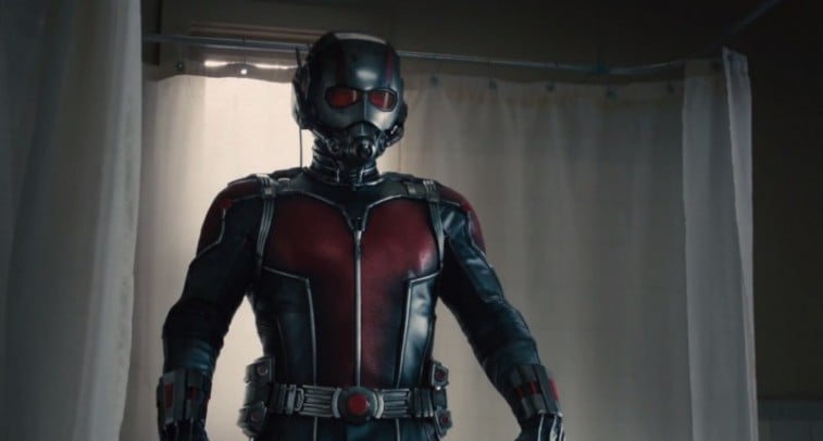 Ant-Man stands in front of a bath tub Ant-Man stands in front of a bath tub