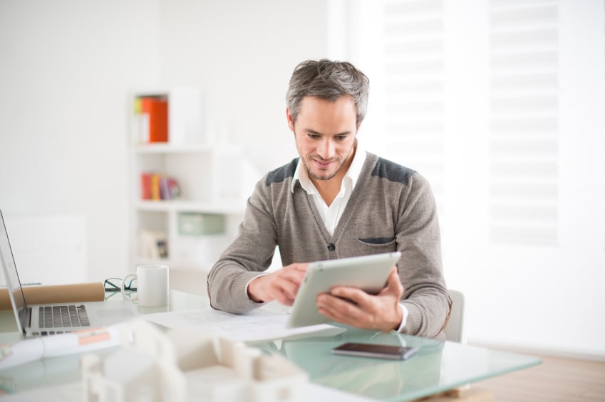 man with tablet