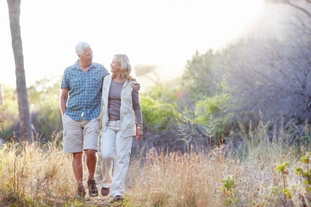 senior couple taking a walk