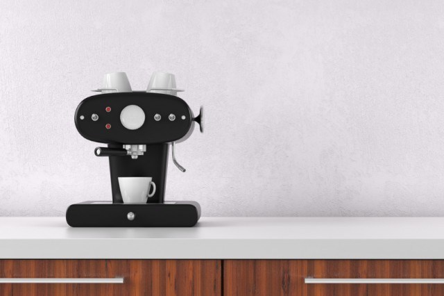 Coffee maker with white wall
