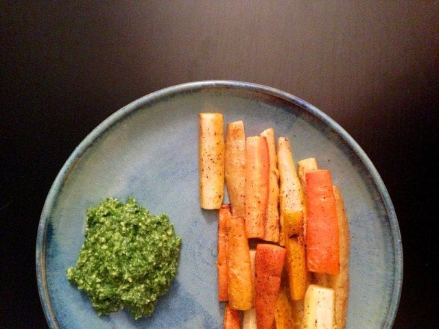 Roasted Carrots, Pesto