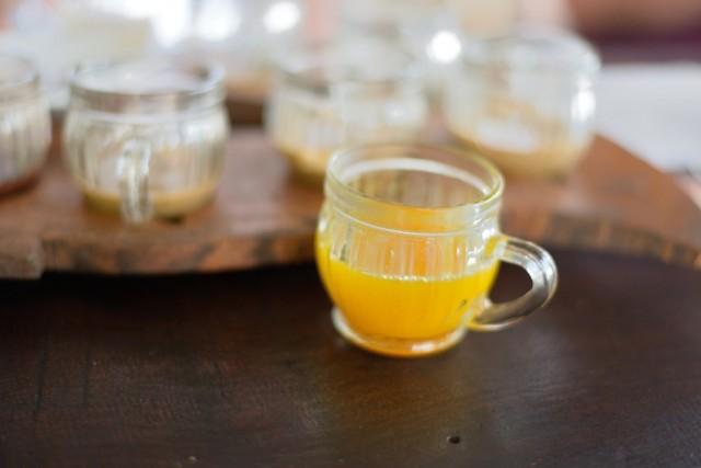 Turmeric tea, orange drink