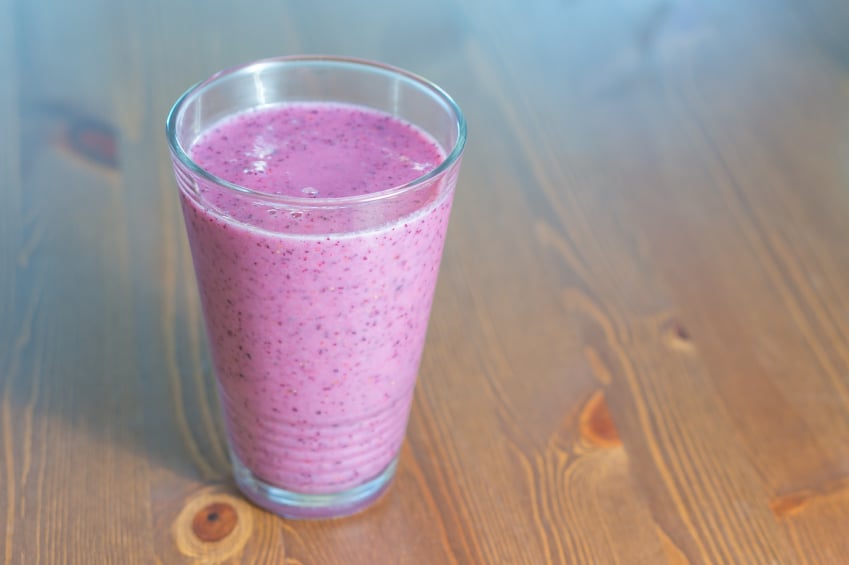 Berry smoothie in a tall glass