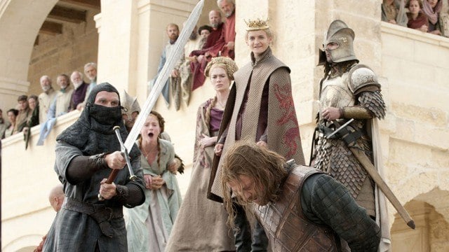 Ned Stark gets beheaded. Ned Stark gets beheaded.