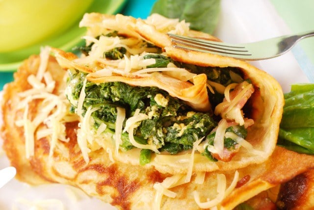 Spinach stuffed crepes