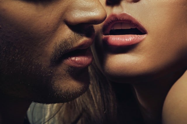 a couple about to kiss