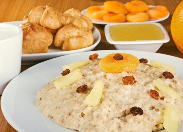 oatmeal, pineapple, dried fruit
