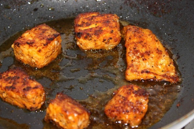 Cooking, frying Salmon