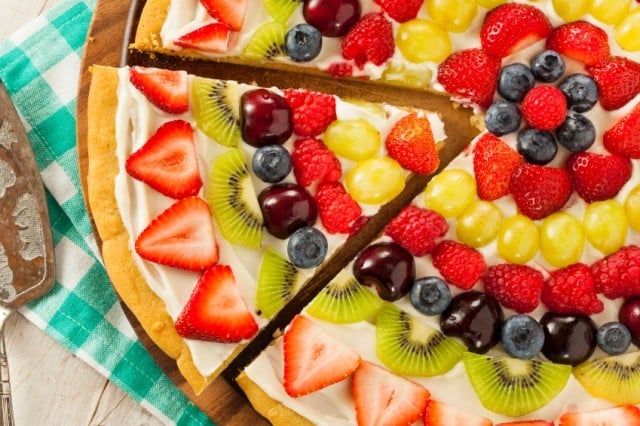 Homemade Natural Fruit Pizza, frosting