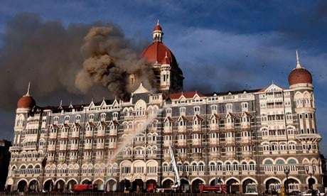 Indian firefighters attempt to put out the fire at the Taj Mahal Hotel in Mumbai after terrorist attacks in November 2008. Photograph: Indranil Mukherjee/AFP/Getty Images