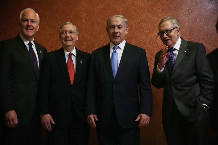 Israeli Prime Minister Netanyahu Meets With Sens. McConnell And Reid On Capitol Hill